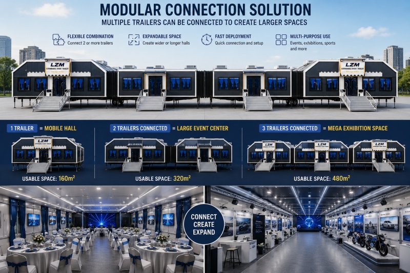 Two expandable event trailers connected together to create a larger event hall.jpg